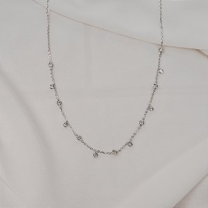 Colar corrente penduricalhos moisssanite prata 925