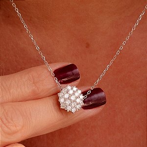Colar corrente pingente chuveiro moissanite prata 925