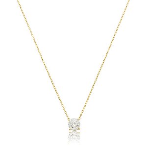 Colar corrente ponto de luz redondo moissanite 8 mm ouro prata 925