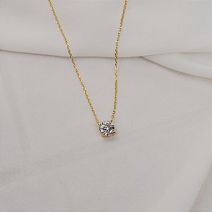Colar corrente ponto de luz redondo moisssanite 8 mm ouro prata 925