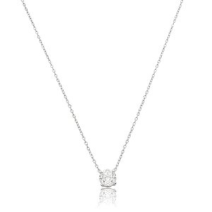 Colar corrente ponto de luz redondo moissanite 8 mm prata 925