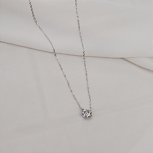 Colar corrente ponto de luz redondo moisssanite 8 mm prata 925