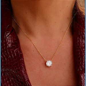 Colar corrente ponto de luz redondo moissanite 10 mm ouro prata 925
