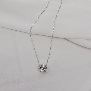 Colar corrente ponto de luz redondo moisssanite 10 mm prata 925