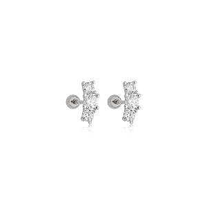 Piercing 3 pedrinhas moissanite prata 925
