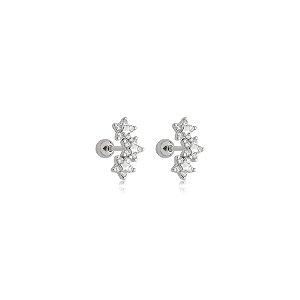 Piercing 3 florzinhas moissanite prata 925