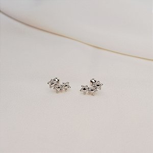 Piercing 3 florzinhas moissanite prata 925