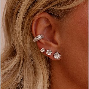 Brinco ponto de luz moissanite 6,5 mm prata 925