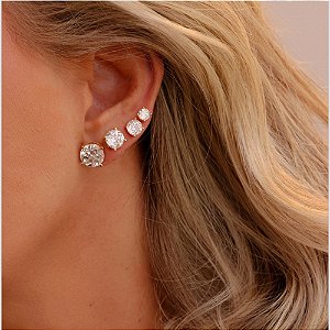 Brinco ponto de luz moissanite 8 mm ouro prata 925