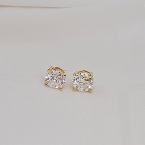 Brinco ponto de luz moissanite 10 mm ouro prata 925
