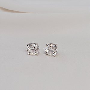 Brinco ponto de luz moissanite 10 mm prata 925