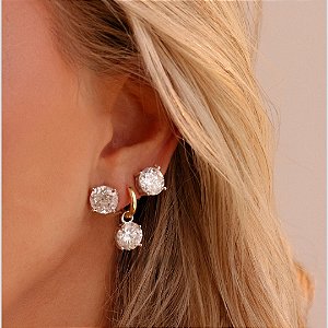 Brinco ponto de luz moissanite 10 mm prata 925