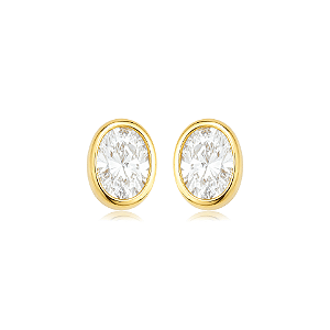 Brinco oval moissanite ouro prata 925