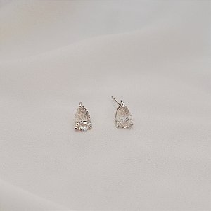 Brinco gota moissanite prata 925