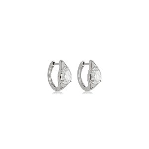Brinco argolinha gota moissanite prata 925