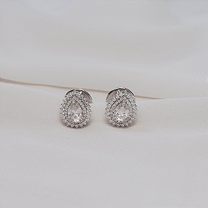 Brinco gota moissanite prata 925