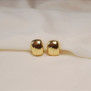 Brinco pressão retangular ouro semijoia
