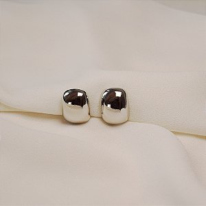 Brinco pressão retangular ródio semijoia