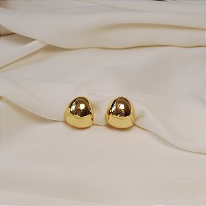 Brinco pressão abaulado liso ouro semijoia