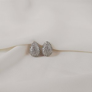 Brinco pressão gota zircônia ródio semijoia