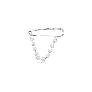 Broche alfinete pérolas zircônia prateado