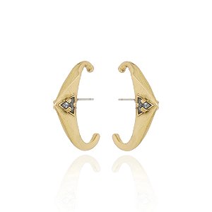 Brinco ear hook Claudia Arbex cristal ouro vintage