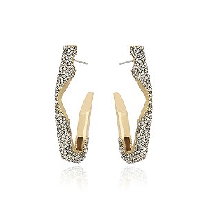 Brinco Claudia Arbex cristal ouro vintage