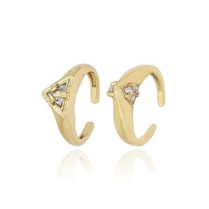 Kit 2 anéis Claudia Arbex cristais ouro vintage