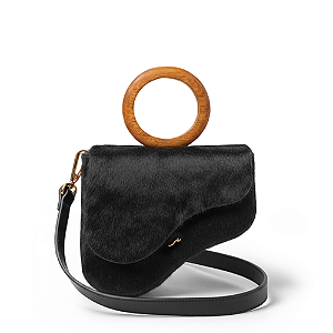 Bolsa OYÁ amazona couro pelo preto