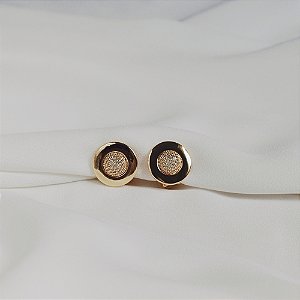 Brinco pressão redondo zircônia ouro semijoia 26k06032