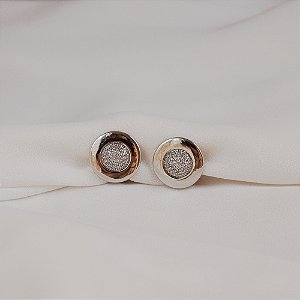 Brinco pressão redondo zircônia ródio semijoia 26k06032