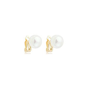 Brinco pressão pérola ouro semijoia 26k06004