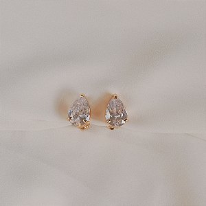 Brinco pressão gota cristal ouro semijoia 19k15027