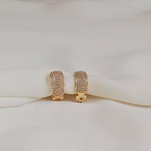 Brinco pressão meia argolinha zircônia ouro semijoia 26k06033