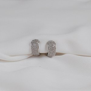 Brinco pressão meia argolinha zircônia ródio semijoia 26k06033