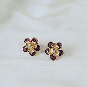 Capa para botão e botton floral cristais âmbar par