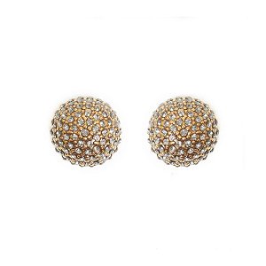 Brinco Morena Canela meia bola g strass black diamond ouro vintage semijoia