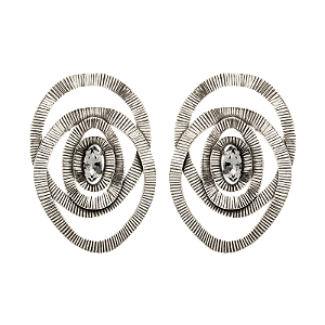 Maxi brinco Lita Raies entrelaço cristal prata vintage semijoia