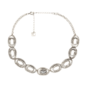 Colar choker Lita Raies entrelaço cristal prata vintage semijoia