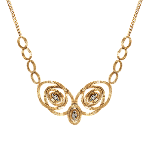 Colar Lita Raies entrelaço cristal ouro vintage semijoia