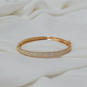 Bracelete zircônia ouro semijoia BO478