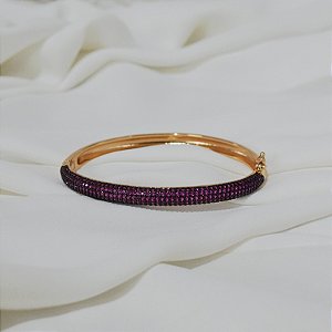 Bracelete zircônia pink ouro semijoia BO476