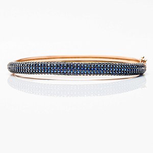 Bracelete zircônia azul ouro semijoia BO476