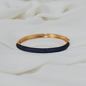Bracelete zircônia azul ouro semijoia BO476