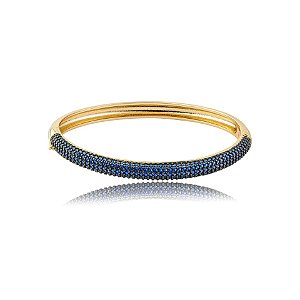 Bracelete zircônia azul ouro semijoia BO476