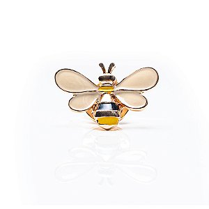 Broche pin abelha esmaltada ouro semijoia