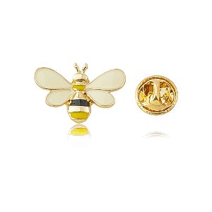 Broche pin abelha esmaltada ouro semijoia