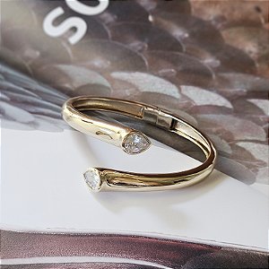 Bracelete zircônia gota ouro semijoia BO525