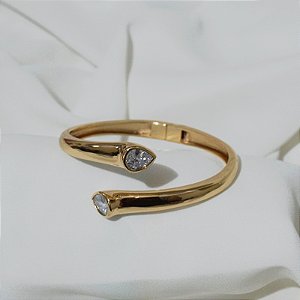 Bracelete zircônia gota ouro semijoia BO525