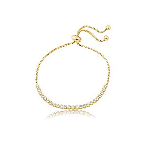 Pulseira riviera gravatinha zircônia ouro semijoia FZ417